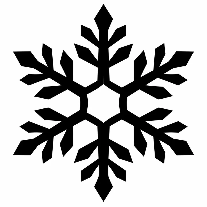 Six-point snowflake black and white stencil